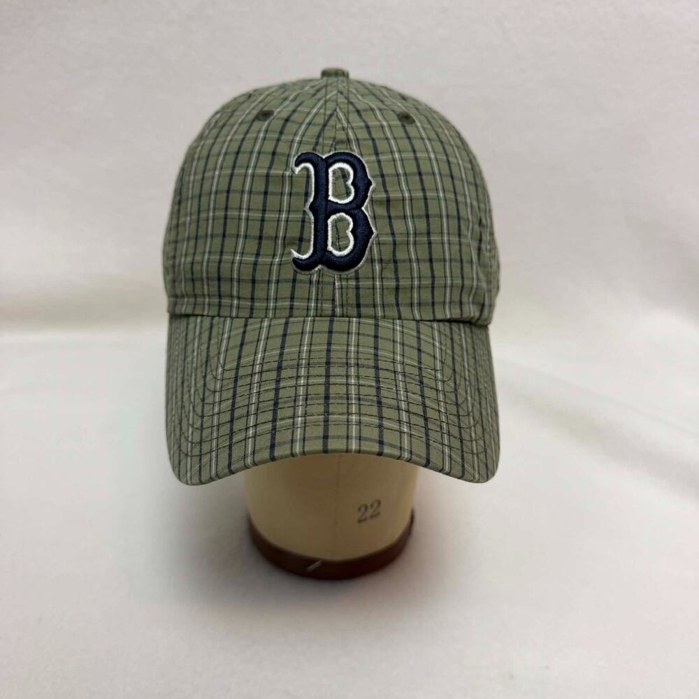 MLB Boston Red Sox Green Plaid Baseball Cap Adjustable Hat Embroidered Logo